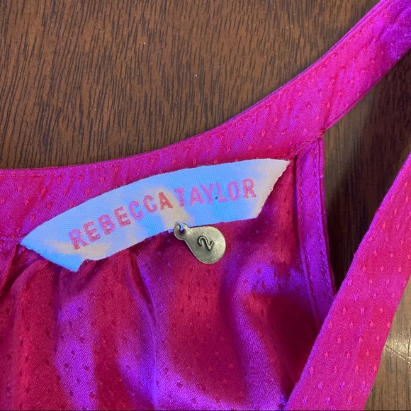 REBECCA TAYLOR Fushia Pink Silk Ruffle Mini Dress - Picture 6 of 12